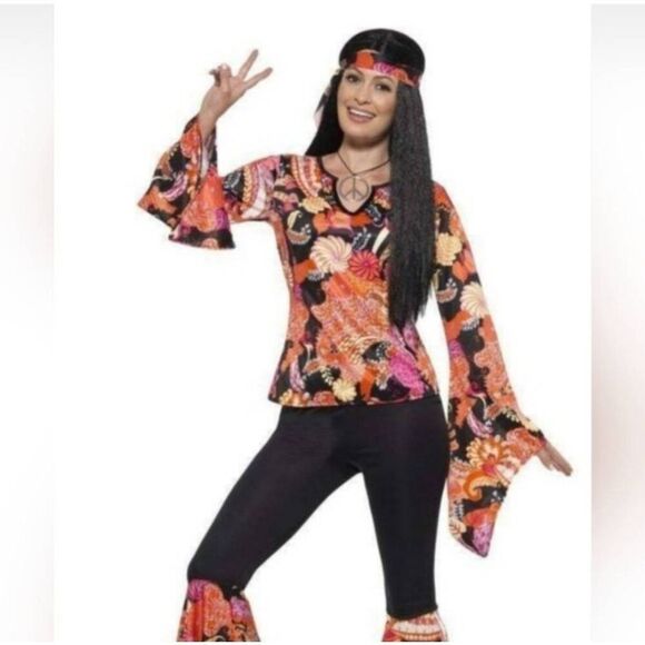 1970 Flower Child " Willow the Hippie" Peace & Love Halloween Costume Set NEW - Picture 1 of 4